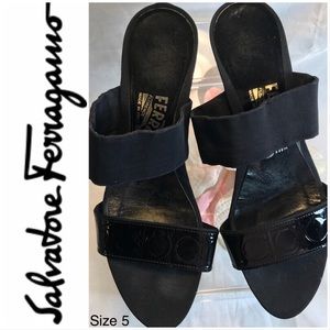 Salvatore Ferragamo Kitten Heel Double Band Mule